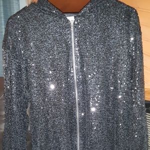 Woman's Creations By Cicci Black Sequins Hoodie